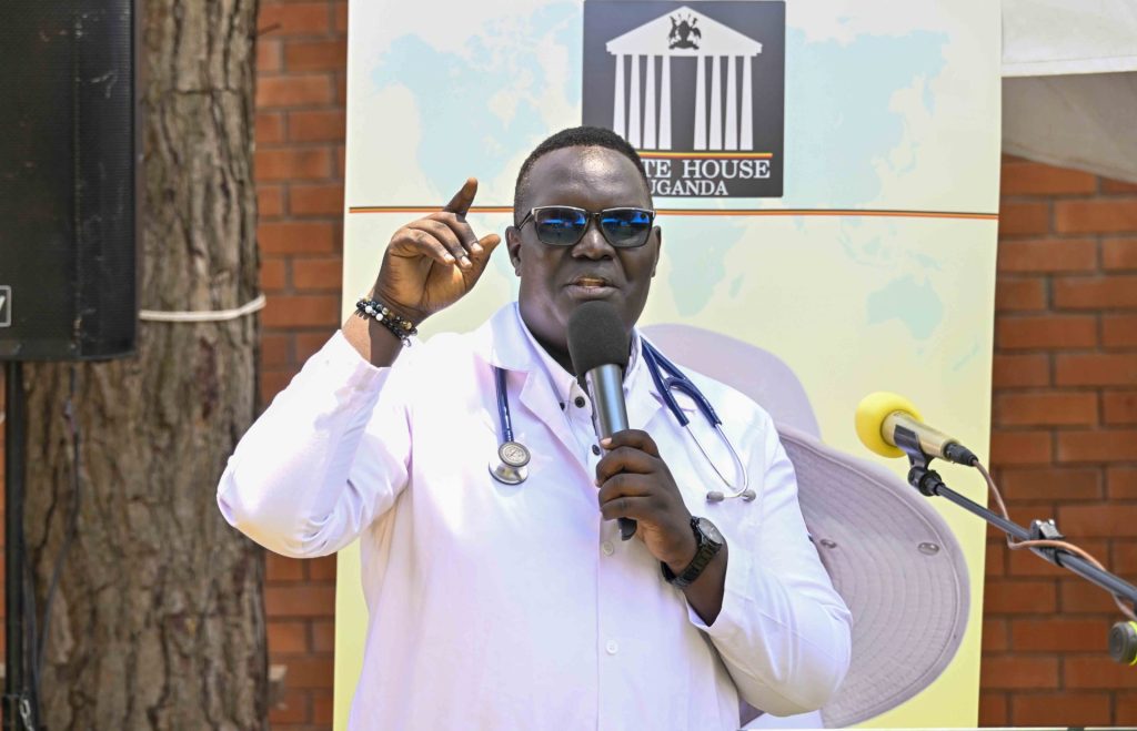 State House Medical team Dr. Samuel Oledo giving medical advice during the State House medical camp at the Okello House in Nakasero on the 16th October 2026. Photo by PPU/Tony Rujuta.