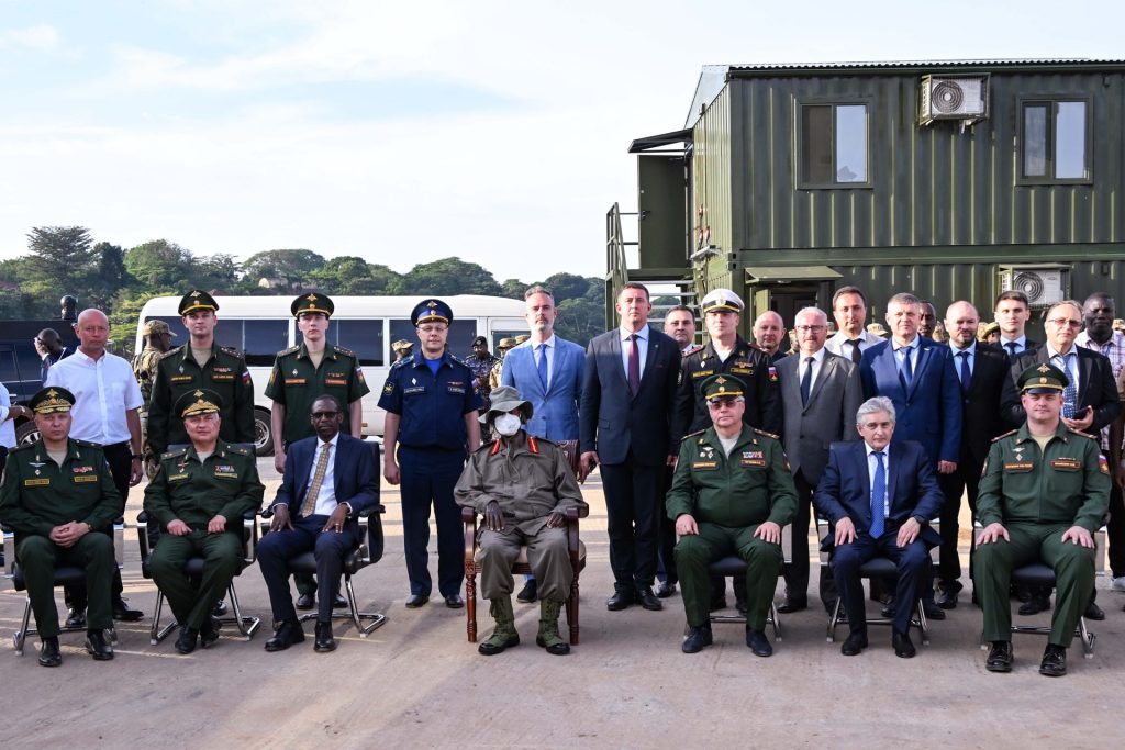 President Museveni poses for a photo with officers from the Russian Federation during the commissioning of marine installations at the Marine Pier in Entebbe - 21-Oct-2026